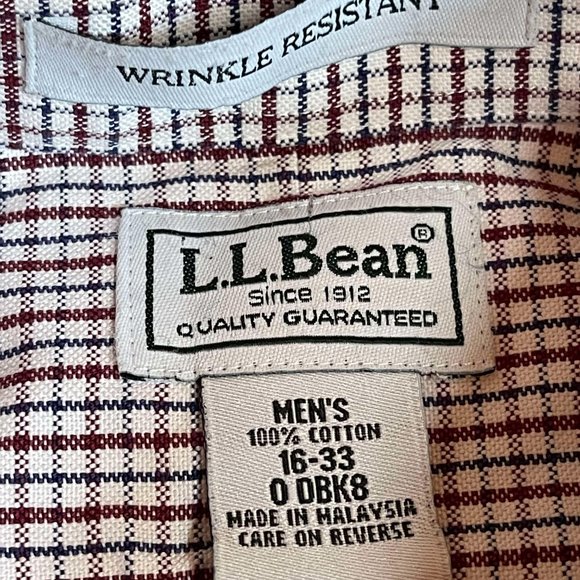 L.L Bean Men's Button Up Wrinkle Resistant Brown Patterned - 16-33 - Picture 3 of 4